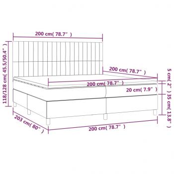 Boxspringbett mit Matratze Dunkelbraun 200x200 cm Stoff