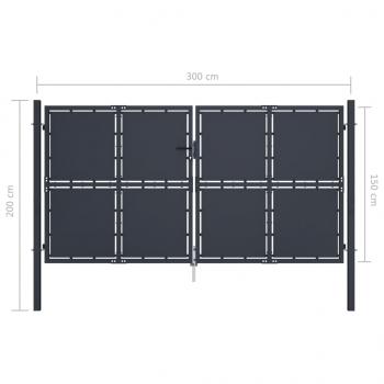 Gartentor Stahl 300 x 150 cm Anthrazit