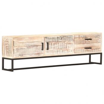 ARDEBO.de - TV-Schrank Weiß 140 × 30 × 45 cm Massivholz Akazie