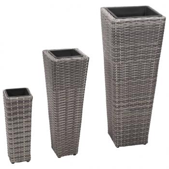 ARDEBO.de - Garten-Hochbeet 3-tlg. Poly Rattan Grau