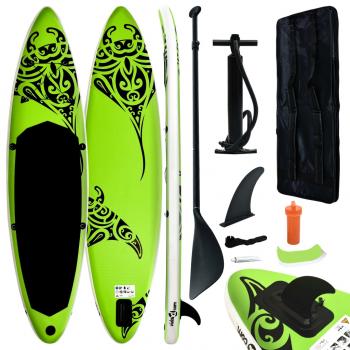 ARDEBO.de - Aufblasbares Stand Up Paddle Board Set 320x76x15 cm Grün