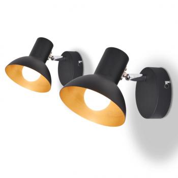 ARDEBO.de - Wandleuchten 2 Stk. für 2 Glühlampen E27 Schwarz und Gold