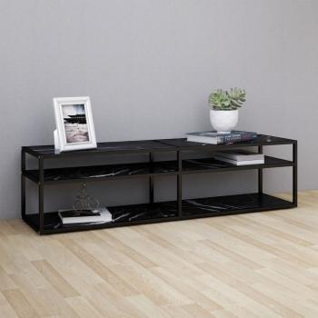 ARDEBO.de - TV-Schrank Schwarz Marmor-Optik 160x40x40,5 cm Hartglas