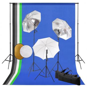 ARDEBO.de - Fotostudio-Set mit Leuchten, Schirmen, Hintergrund, Reflektor