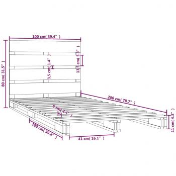 Massivholzbett ohne Matratze 100x200 cm Kiefernholz