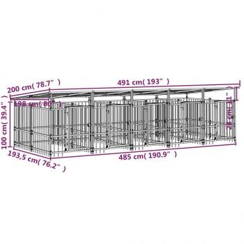 Outdoor-Hundezwinger mit Dach Stahl 9,38 m²