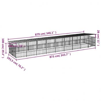 Outdoor-Hundezwinger mit Dach Stahl 16,89 m²