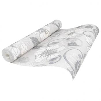 Vliestapete 3D Blumenmuster Grau 10x0,53 m