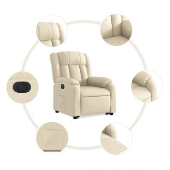 Relaxsessel mit Aufstehhilfe Elektrisch Creme Stoff