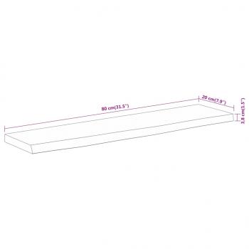 Wandregal 80x20x3,8 cm Rechteckig Massivholz Akazie Baumkante