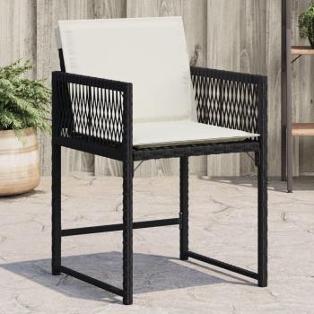 ARDEBO.de - Gartenstühle mit Kissen 4 Stk. Schwarz Poly Rattan