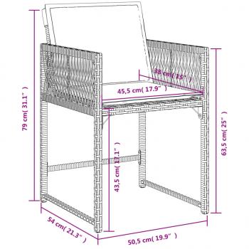 Gartenstühle mit Kissen 4 Stk. Schwarz Poly Rattan