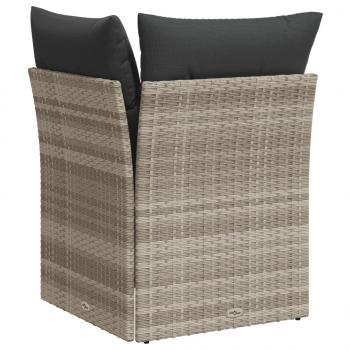 Garten-Ecksofa mit Kissen Hellgrau Poly Rattan