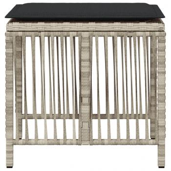 Gartenhocker mit Kissen 4 Stk. Hellgrau 41x41x36 cm Poly Rattan