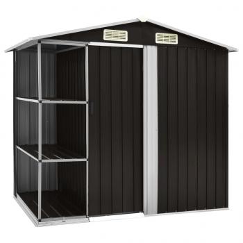 ARDEBO.de - Gartenhaus mit Regal Braun 205x130x183 cm Eisen