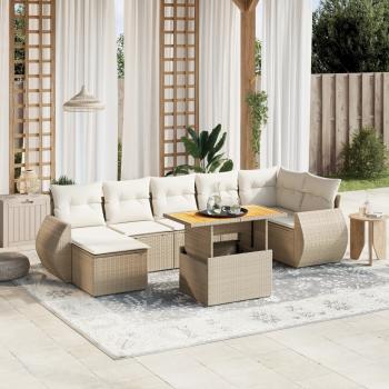 ARDEBO.de - 8-tlg. Garten-Sofagarnitur mit Kissen Beige Poly Rattan