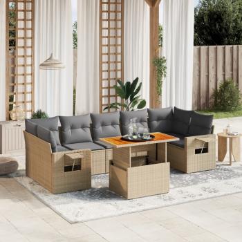 ARDEBO.de - 8-tlg. Garten-Sofagarnitur mit Kissen Beige Poly Rattan