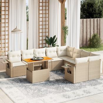 ARDEBO.de - 10-tlg. Garten-Sofagarnitur mit Kissen Beige Poly Rattan