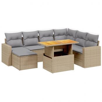 8-tlg. Garten-Sofagarnitur mit Kissen Beige Poly Rattan