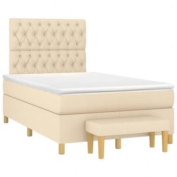 ARDEBO.de - Boxspringbett mit Matratze Creme 120x190 cm Stoff