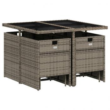 9-tlg. Garten-Essgruppe mit Kissen Grau Poly Rattan