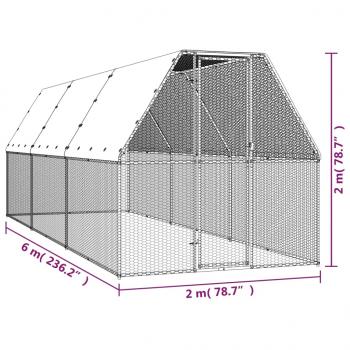 Hühnerkäfig 2x6x2 m Verzinkter Stahl