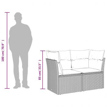 9-tlg. Garten-Sofagarnitur mit Kissen Grau Poly Rattan