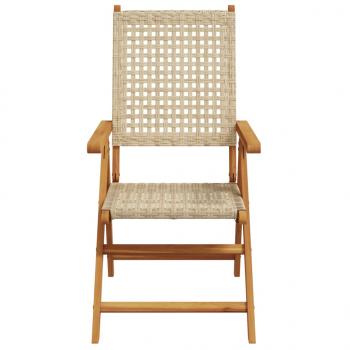 7-tlg. Garten-Essgruppe Poly Rattan und Massivholz Beige