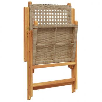 7-tlg. Garten-Essgruppe Poly Rattan und Massivholz Beige