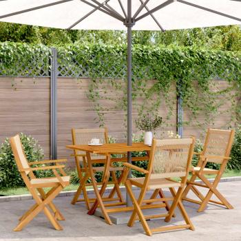 ARDEBO.de - 5-tlg. Garten-Essgruppe Polypropylen und Massivholz Beige