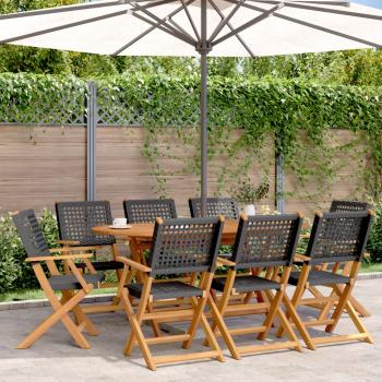 ARDEBO.de - Gartenstühle 8 Stk. Klappbar Schwarz Poly Rattan & Massivholz