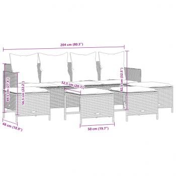 5-tlg. Garten-Sofagarnitur mit Kissen Grau Poly Rattan