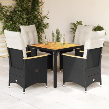 ARDEBO.de - 5-tlg. Garten-Essgruppe mit Kissen Schwarz Poly Rattan