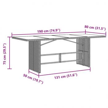 9-tlg. Garten-Essgruppe mit Kissen Schwarz Poly Rattan