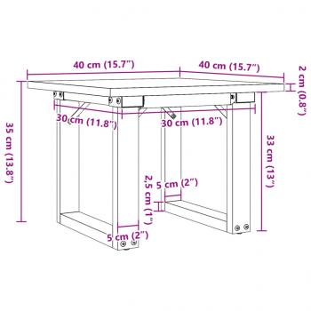 Couchtisch O-Gestell 40x40x35cm Massivholz Kiefer und Gusseisen