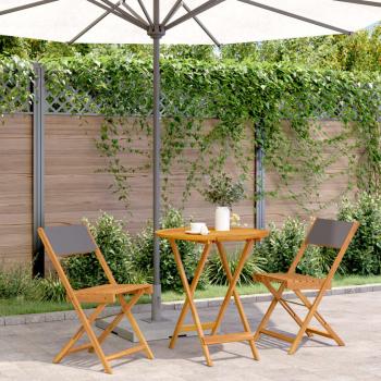 ARDEBO.de - 3-tlg. Bistro-Set Anthrazit Stoff und Massivholz