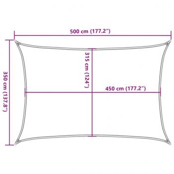 Sonnensegel 160 g/m² Rechteckig Hellgrau 3,5x5 m HDPE