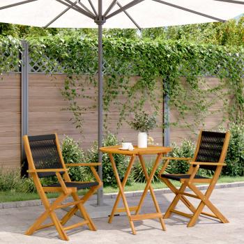 ARDEBO.de - 3-tlg. Bistro-Set Schwarz Polypropylen und Massivholz