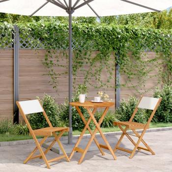 ARDEBO.de - 3-tlg. Bistro-Set Cremeweiß Stoff und Massivholz