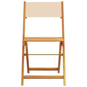 3-tlg. Bistro-Set Beige Stoff und Massivholz