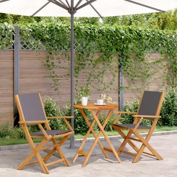 ARDEBO.de - 3-tlg. Bistro-Set Anthrazit Stoff und Massivholz