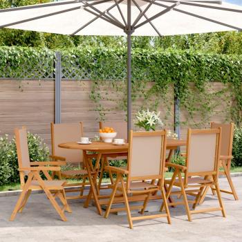 ARDEBO.de - Gartenstühle Verstellbar 6 Stk. Taupe Stoff und Massivholz