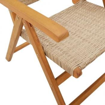 Gartenstuhl Verstellbar 4 Stk. Beige Poly Rattan Massivholz