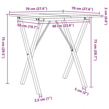 Esstisch X-Gestell 70x70x75 cm Massivholz Kiefer und Gusseisen