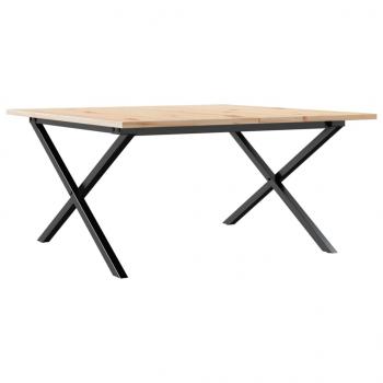 Couchtisch X-Gestell 90x90x45cm Massivholz Kiefer und Gusseisen