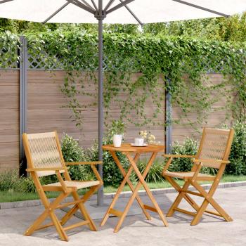 ARDEBO.de - 3-tlg. Bistro-Set Beige Polypropylen und Massivholz