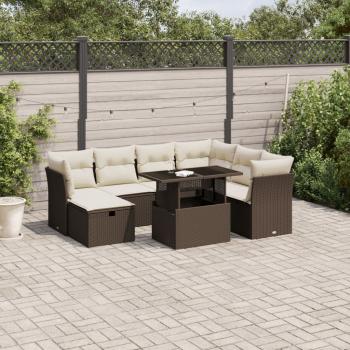 ARDEBO.de - 8-tlg. Garten-Sofagarnitur mit Kissen Braun Poly Rattan