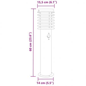 Wegeleuchten mit Bewegungsmelder 3 Stk. Schwarz 60 cm Edelstahl