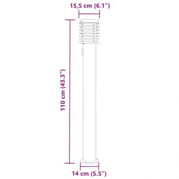 Wegeleuchte mit Steckdose Schwarz 110 cm Edelstahl