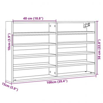 Vitrinenschrank Schwarz 100x15x58 cm Holzwerkstoff